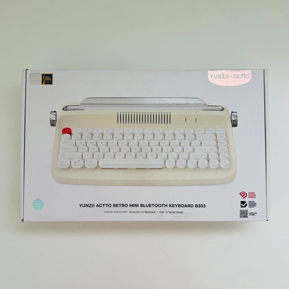 YUNZII ACTTO Wireless Typewriter Keyboard Bluetooth Stand for Tablet, Phone, PC